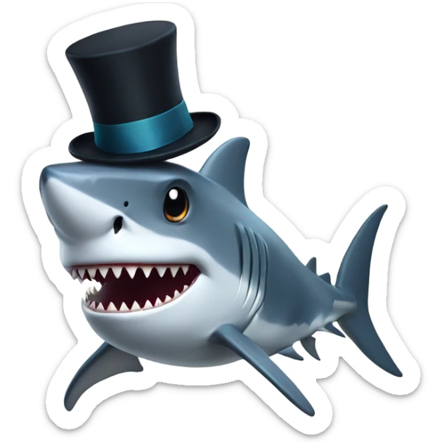 Shark with a top hat sticker