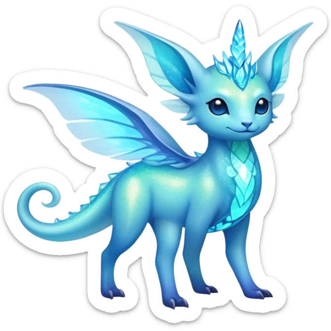 Shiny Exotic Colorful Neon-colored Ethereal Sparkly Amaura-Aurorus-Fakémon-hybrid-creature (full body)  sticker