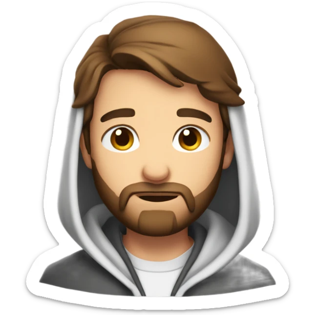 Handsome man with brown hairs and 3 days beard wearing a hoodie as he is praying sticker