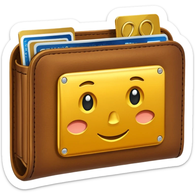 mittelalterlicher Geldbeutel aus braunem Leder, liegend, 2-3 goldene Münzen sichtbar oder angedeutet, sehr simpel sticker