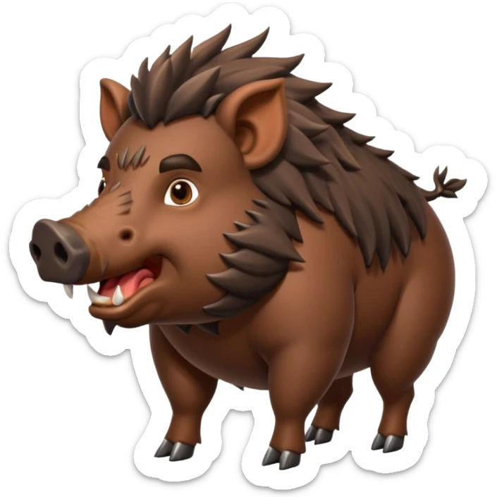 An emoji of a large wild boar, representing hunting in ancient European forests. sticker