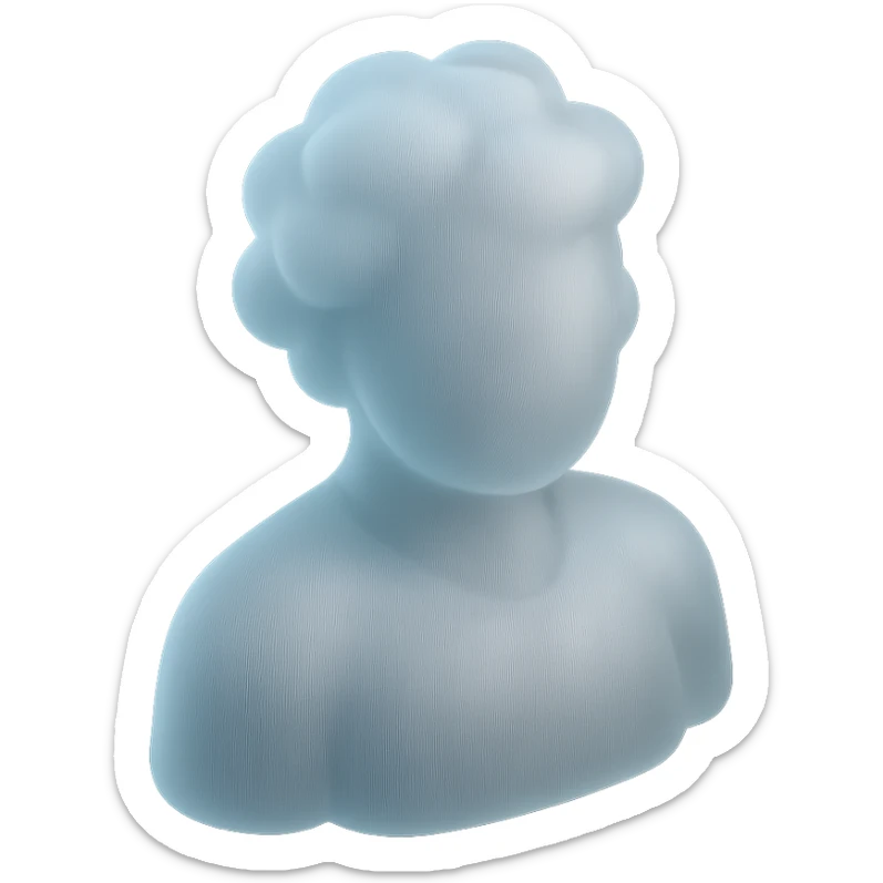 A person from the shoulders up, entirely composed of fluffy white convex clouds sticker