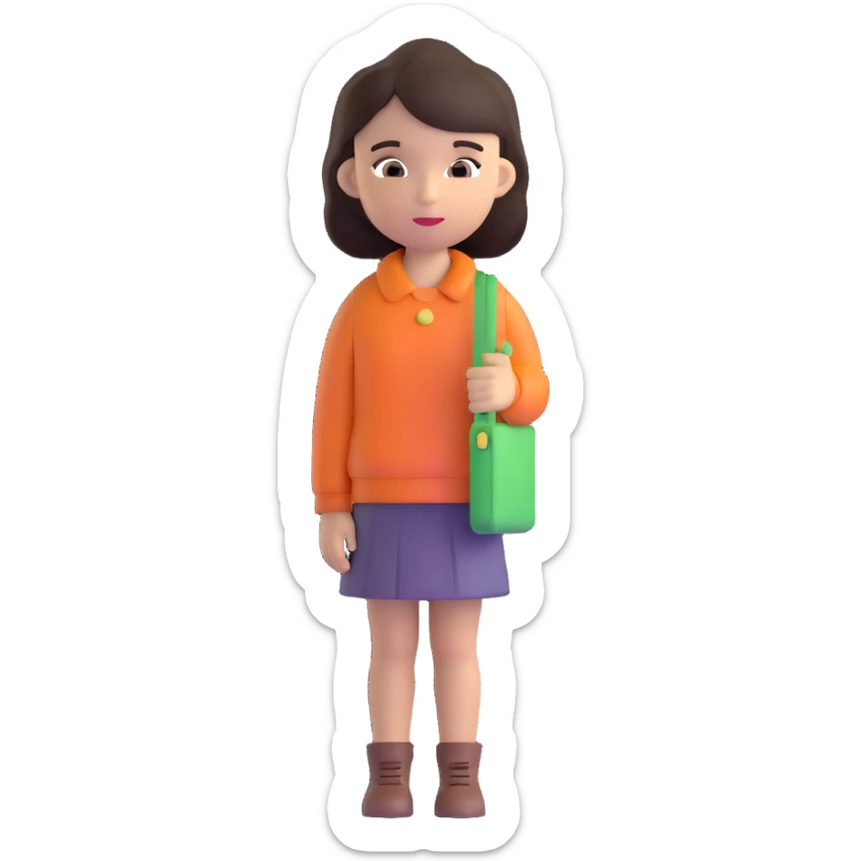 black girl with dark brown hair sticker