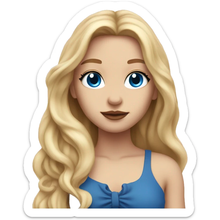 Girl with long flowy blonde hair pink lips and blue eyes, not close up sticker