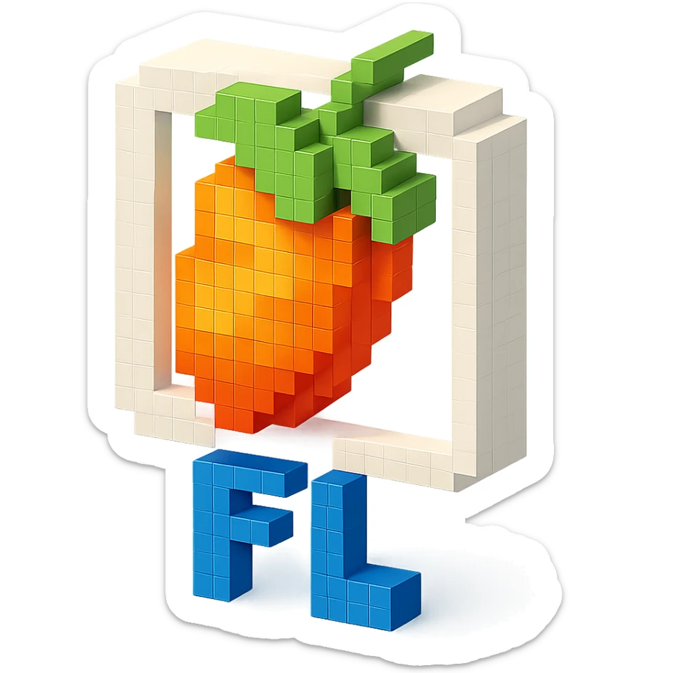FL Studio logo, voxel style sticker