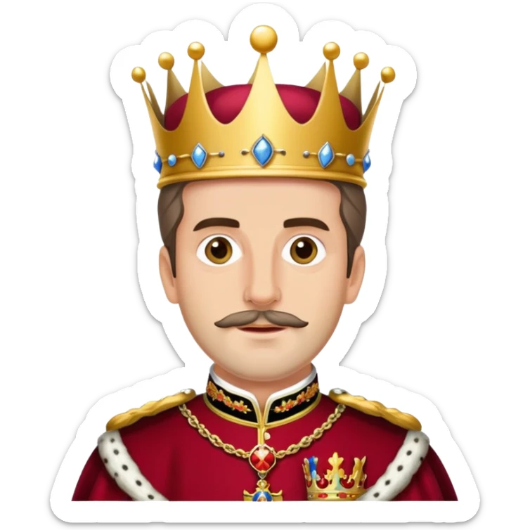 Carlos I of Spain, Habsburg king with crown and royal attire, prominent jaw sticker