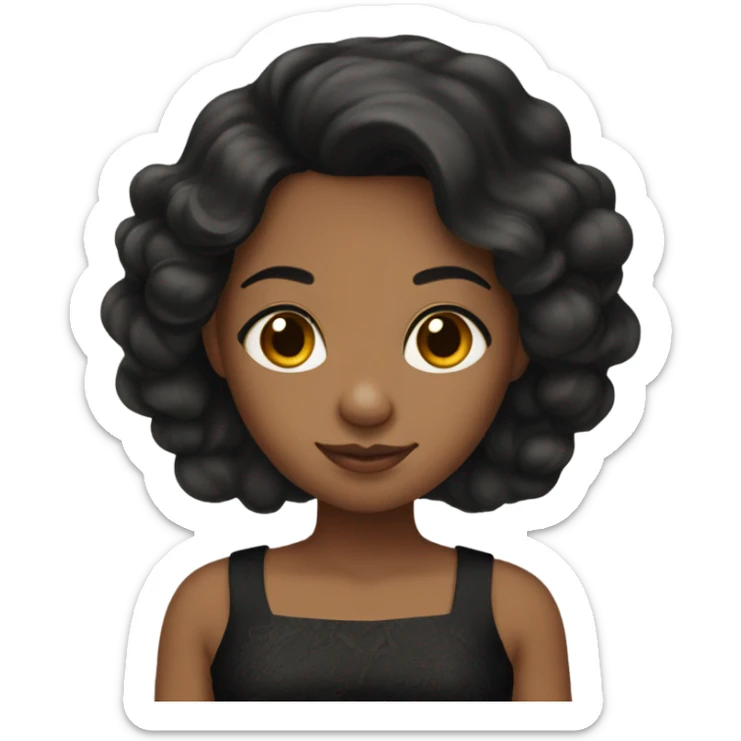 brown girl with long black hair and pretty dress sticker