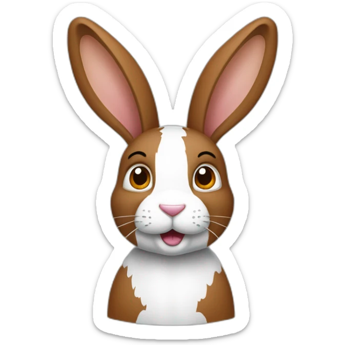 Un lapin couleue marron, oreilles qui pendent avec une tache blanche sur la tête  sticker