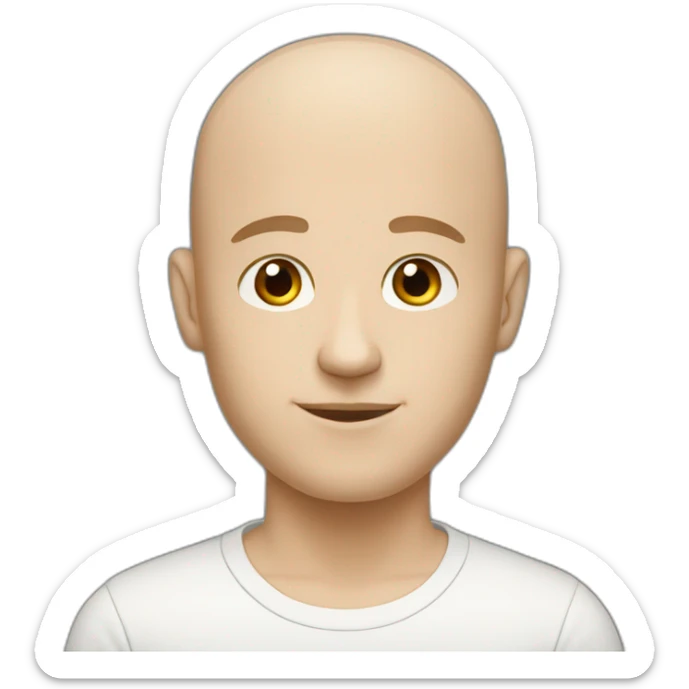 a white male student with almost bald short brown hair with hairstyle French crop sticker