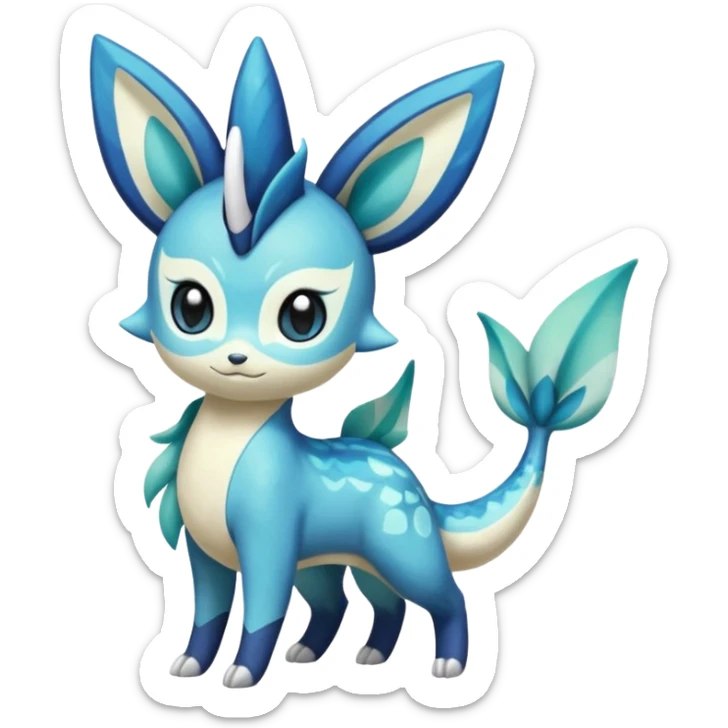 Colorful Exotic Meloetta-Amaura-Vaporeon-Glaceon-Kirby-Stitch-Fakémon-creature-hybrid sticker