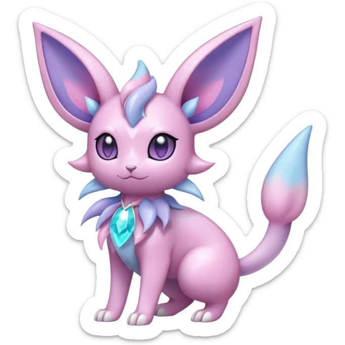 Shiny Cool Sparkly Cute Ethereal Espeon-Sylveon-Nidorino-Fakemon-hybrid-fusion- full body sticker