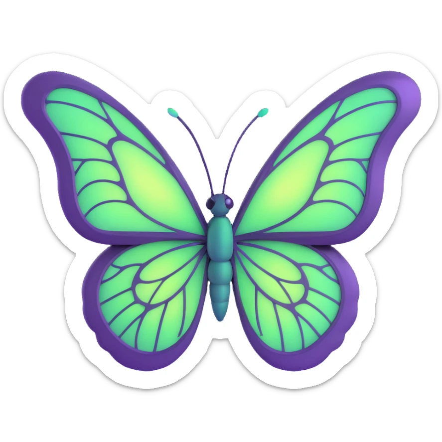 Add a glowing outline around the butterfly's wings, keeping the luminous #c0ff53 green, glowing highlights, magical particles, dreamy aura, fine elegant vein patterns, layered textures, ornamental details, and transparent background in a 3D cartoon, digital fantasy art style. sticker