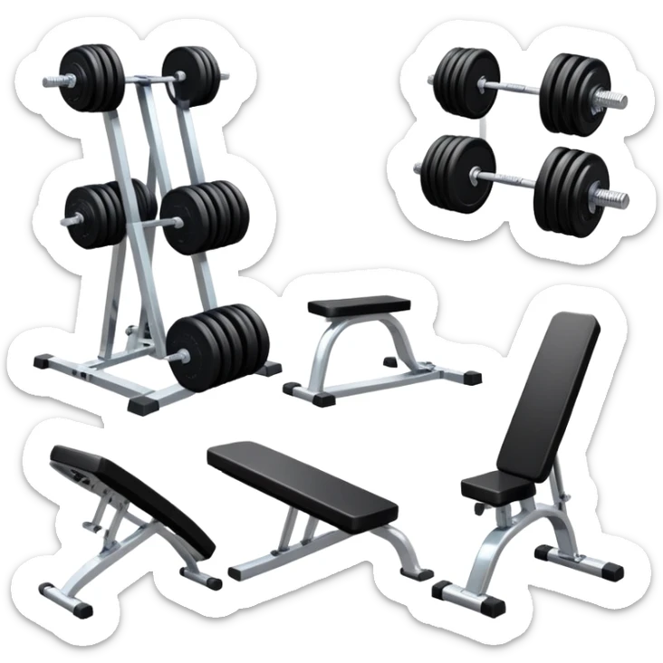Fitness gym with dumbbells and workout equipment sticker