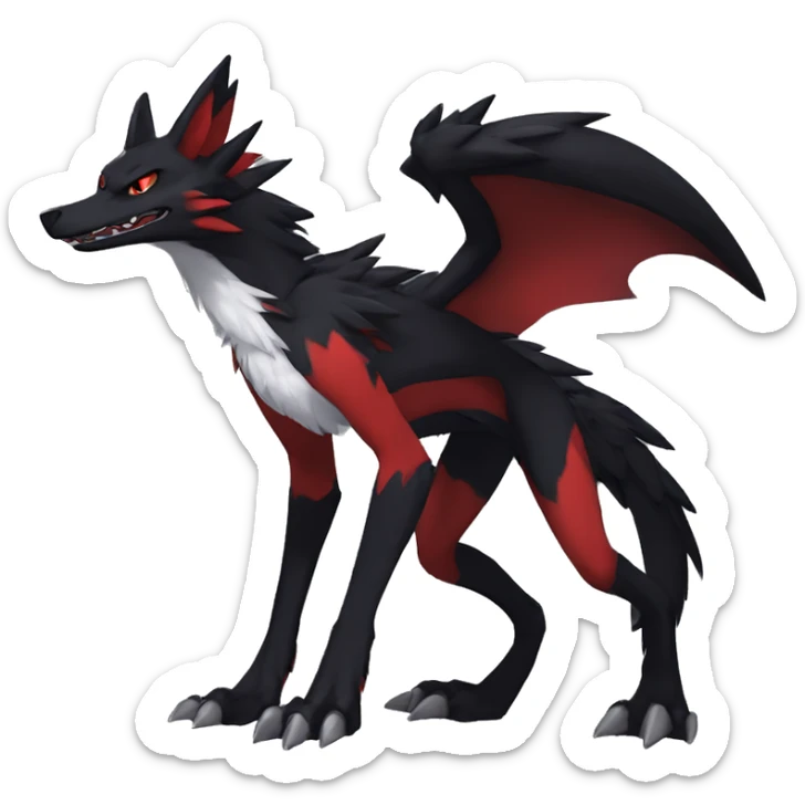 Anthro cool edgy black red nargacuga sergal animal hybrid Fakemon full body sticker