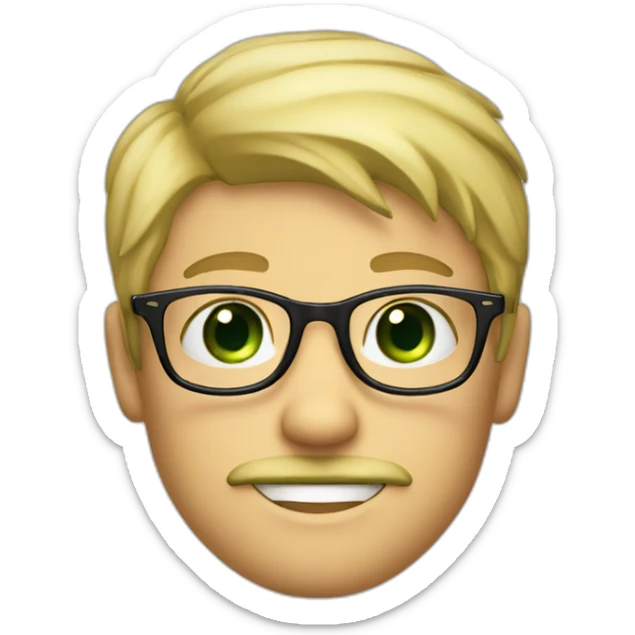 blonde boy with mustache and beard on his chin green eyes and glasses and who is winking one eye sticker