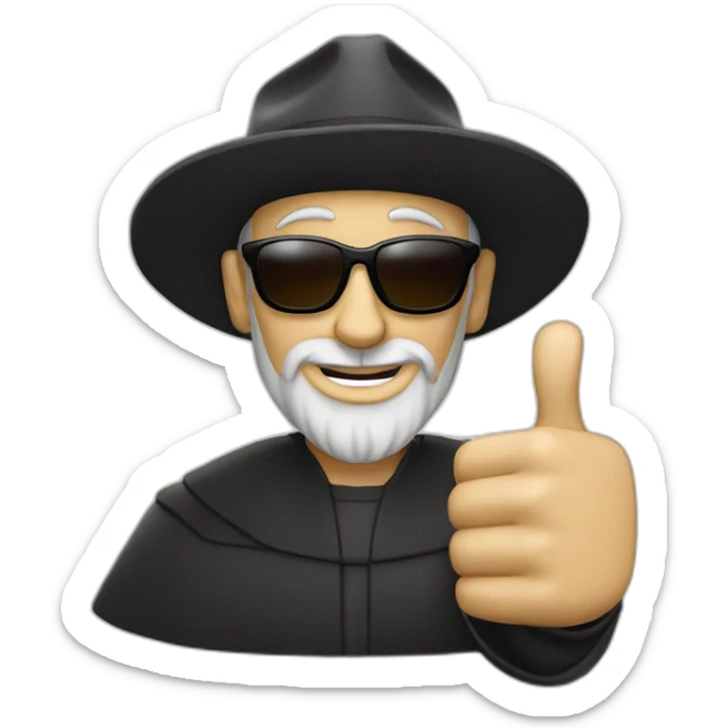 Reformer John Calvin with his iconic hat wearing sunglasses and giving a thumbs up sticker