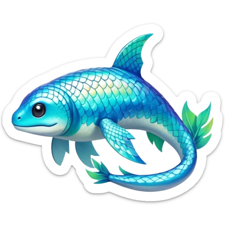 Exotic tropical shiny rare epic cute hydro Fakémon-creature, full body, with random markings sticker