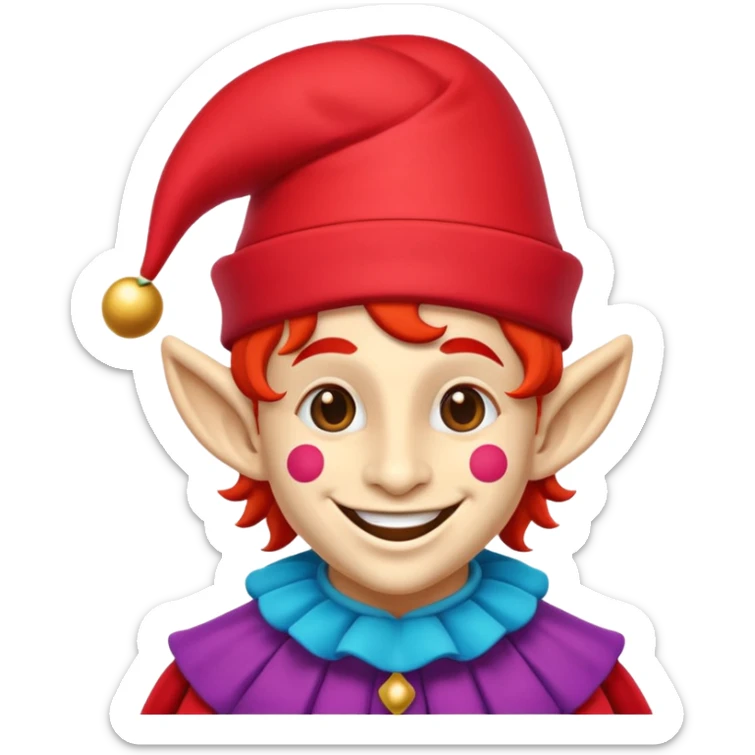 jester in colorful costume, playful and cheerful, Puy du Fou theme park emoji sticker