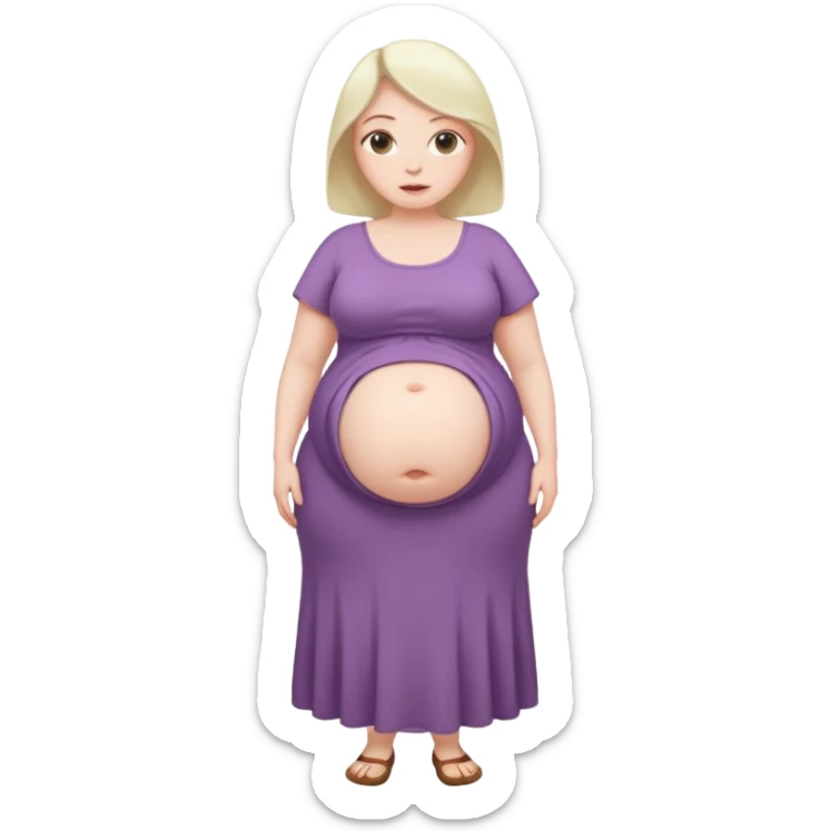 heavily pregnant woman with extremely abnormally huge overdue belly sticker