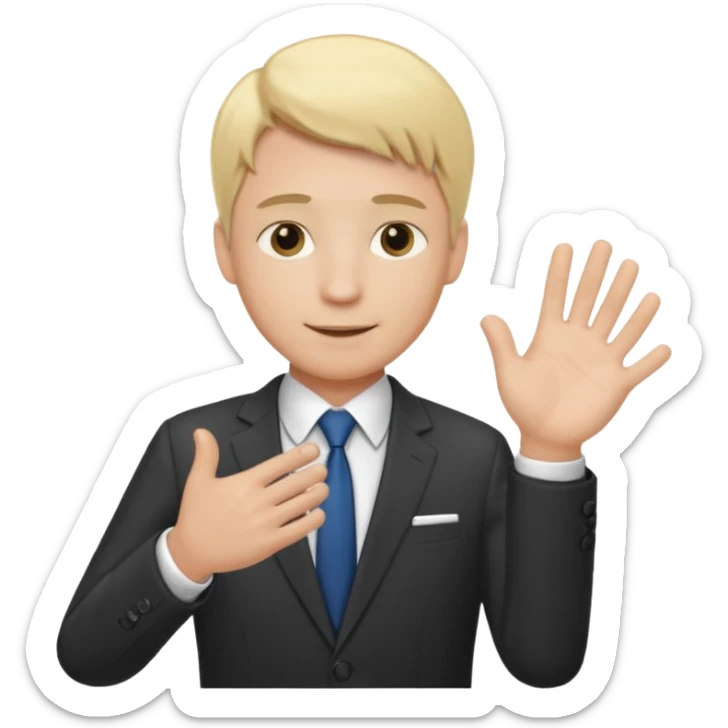 consulting man with hand with white skin and blonde hair helping sticker