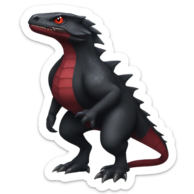 cool edgy black and dark-red Dark-type nargacuga reptile Pokémon full body sticker