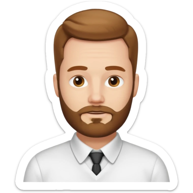 A white guy with coolers and white collar t shirt and the beard for him is at the chin area only sticker