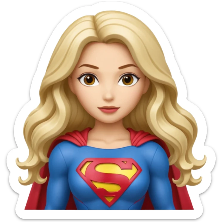 Isolated, ultra detailed illustration of the most incredibly pretty and brightly colored long haired DC Super hero, Superwoman
figurine imaginable, toy style. sticker