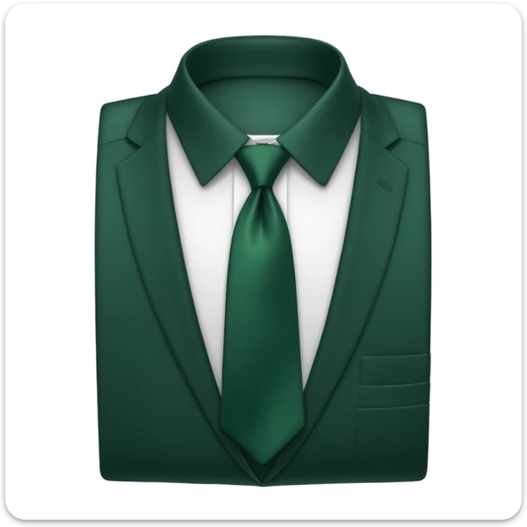men's dark green tie on white shirt, minimalism, no emojis or faces, iOS emoji style sticker