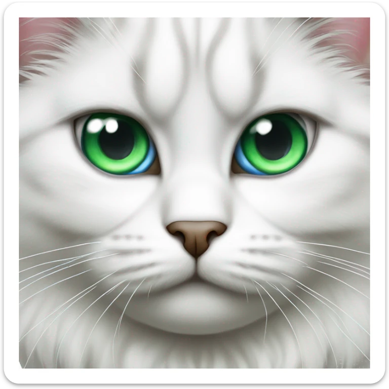 white siberian male cat with one blue eye and one green eye angry  sticker
