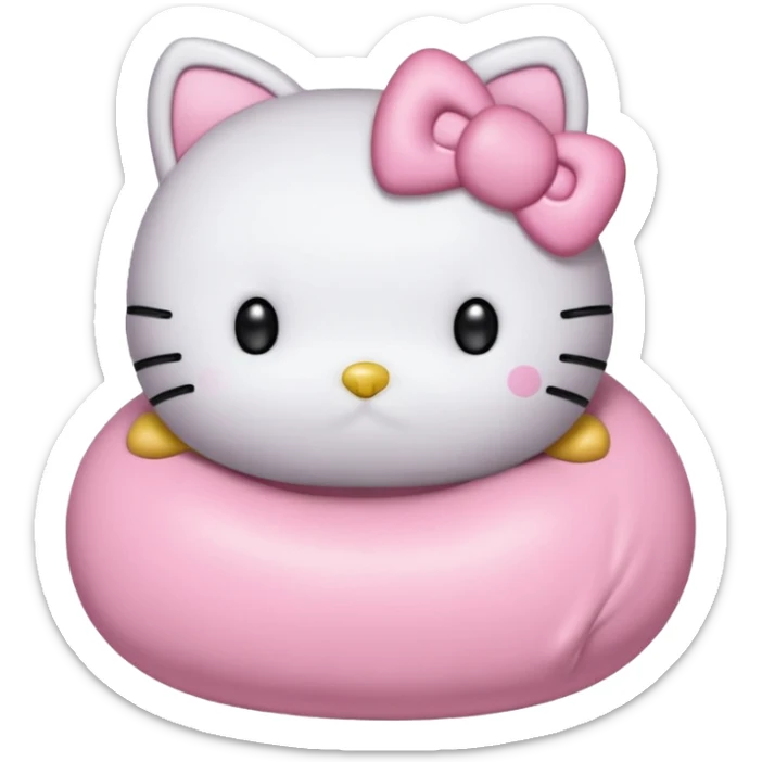 Crea una foca anillada gordita con aspecto tierno, lleva un moño rosado con tonos pasteles (como referencia el lazo de hello kitty rosado) sticker