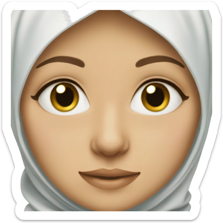 Hijabi with white cat, the cat has on the one eye Blue Eyes and on the other eye Green  sticker