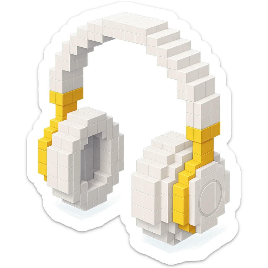 white Sony headphones with gold accents sticker