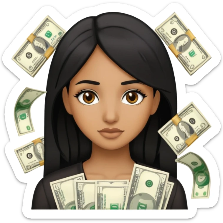 Brown girl with black hair, front two money pieces are blonde  sticker