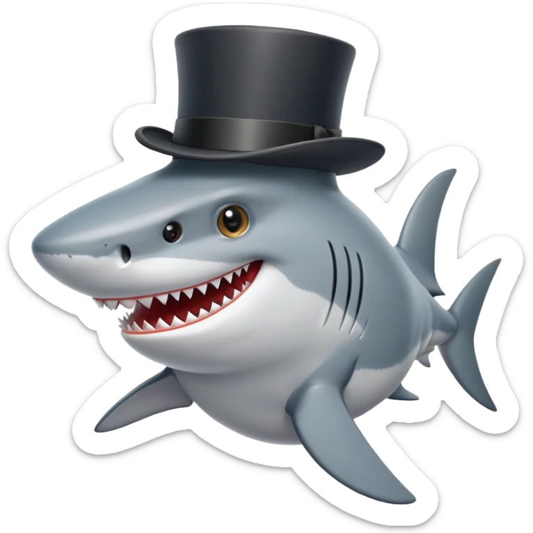 Shark with a top hat sticker