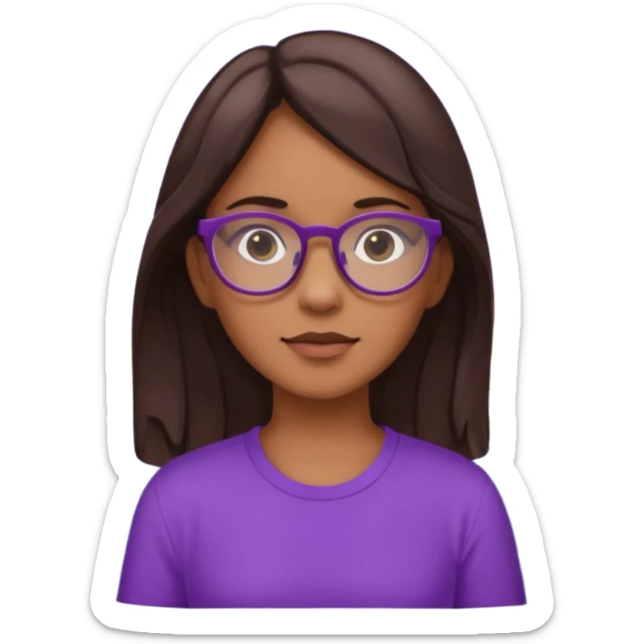 Chica de pelo moreno con gafas, lleva camisa violeta. Piel morena clara. Con Torre de Hércules de la Coruña detrás sticker