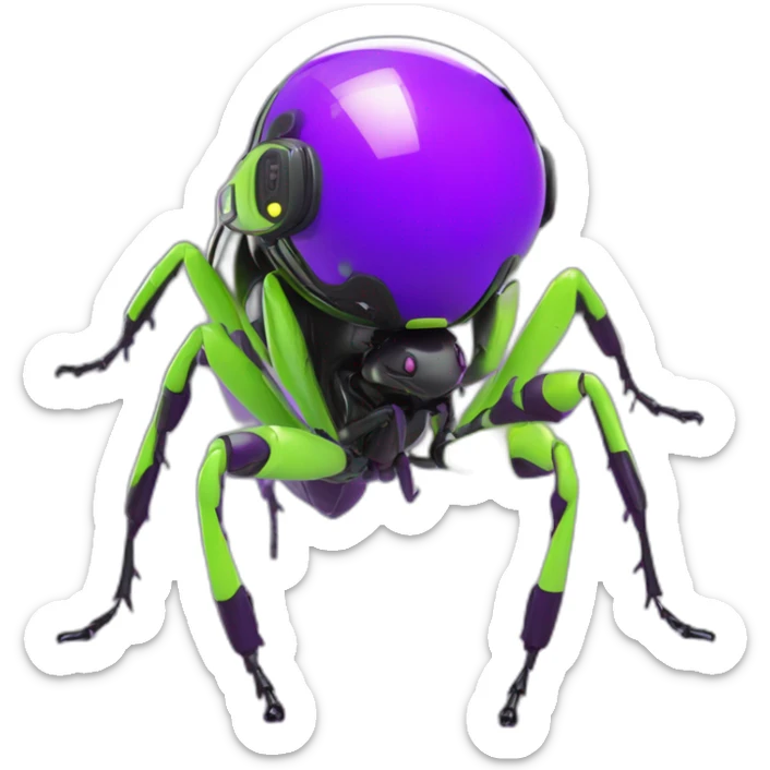 Ants 3D color lemon green and purple neon streetwear cybertech smart Futuristic cyber AR/VR point from him up doing a moonwalker sticker