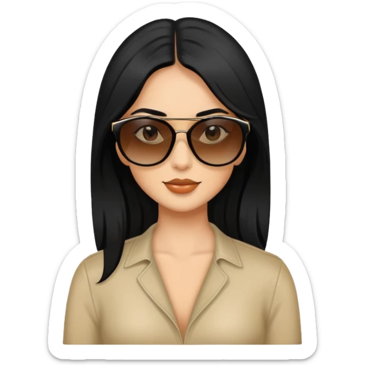 Photo of Victoria secret model, black hair posing with sunglasses  sticker