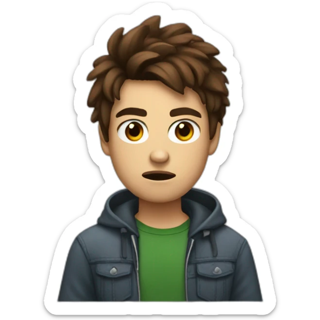 teen with brown hair angry mood and type text "lil niko" sticker