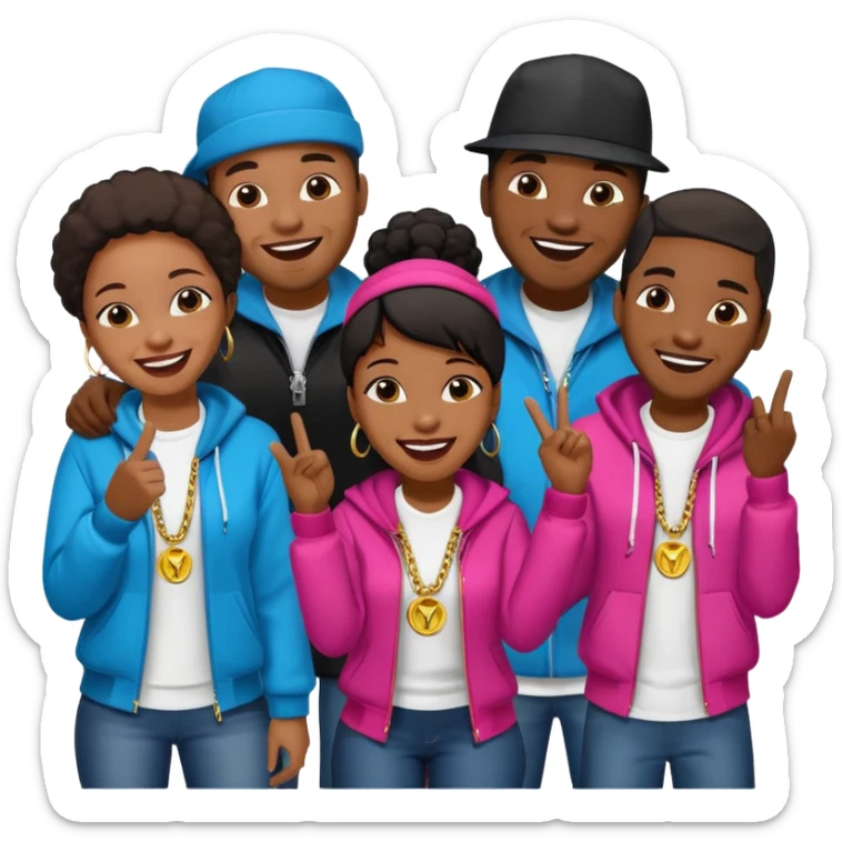 African American crowd of fans men and women at a rap concert sticker