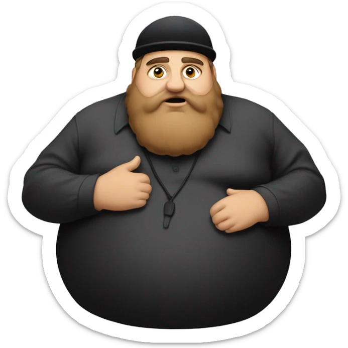 Fat Jewish man in 30s wearing black hat debating beautiful Indian man sticker