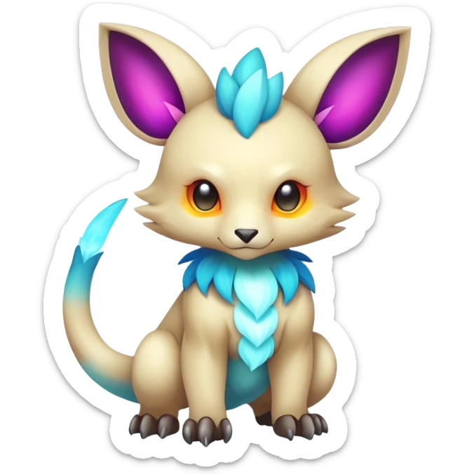 Cute cool colorful fantasy animal hybrid Fakemon full body sticker