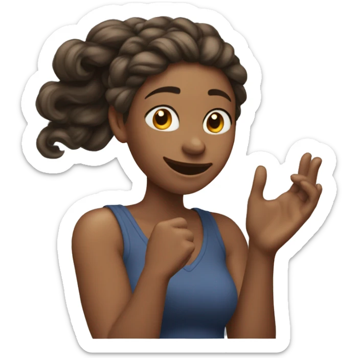 WOMAN SHOWING OFF BY TWISTING HER HAIR WITH HER HAND sticker