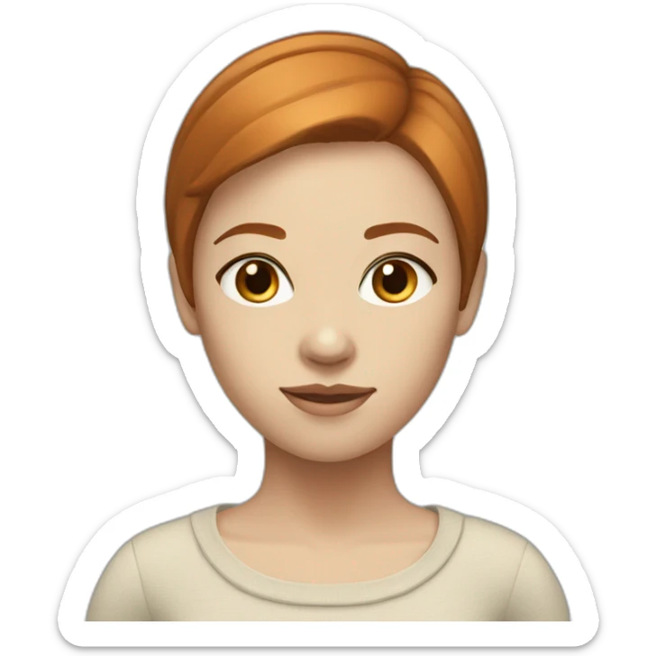 Dark gingerhair woman with straight short hair, blue eyes and light beige skin  sticker