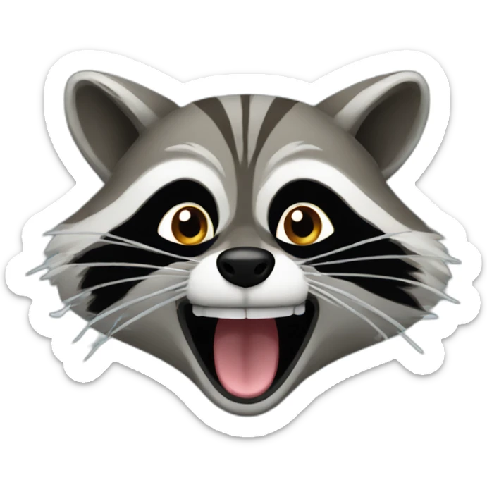 Raccoon opening mouth with smoke coming out of the mouth sticker