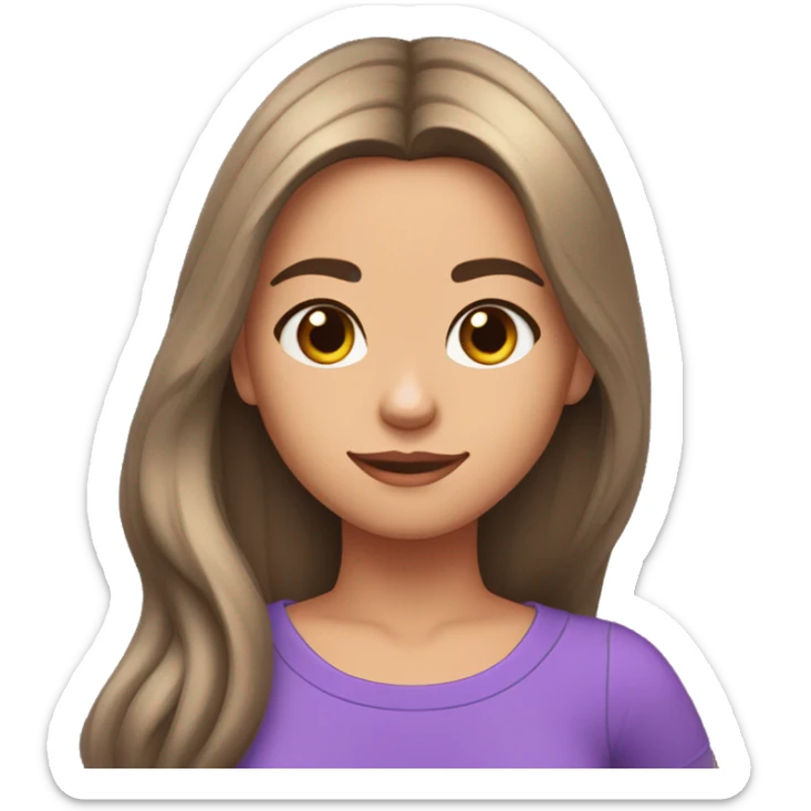 Una chica vestida de morado dice Olivia Rodrigo en su camisa cabello negro y una corona  sticker