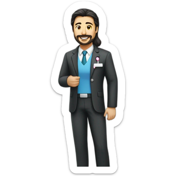 an middle age trimmed beard business suit and open bible, with wife asian age 55 dark hair nurse uniform nurse caphusband executive caucasi sticker