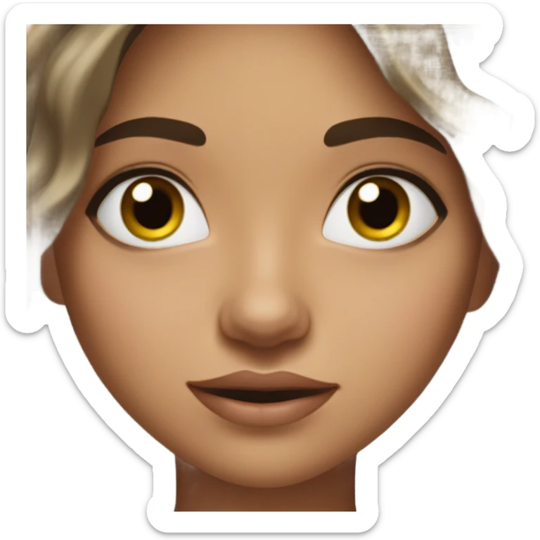 Brunette, long wavy hair, girl emotions black eyes and mascara  sticker