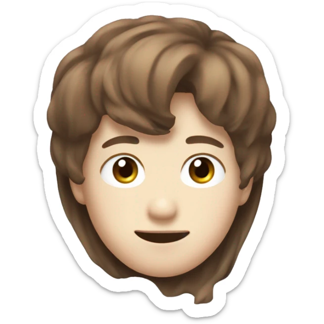 cravity's seongmin in emoji form, white skin, brown hair  sticker
