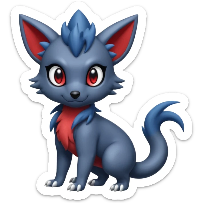 Cute cool handsome baby Poochyena-Zorua-Absol-Salandit-fusion (full body) sticker