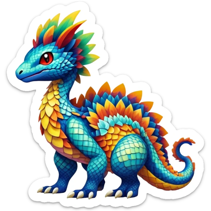 Colorful Exotic Pokémon-Fakémon-hybrid-creature (full body) sticker